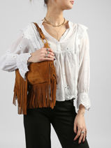 Schoudertas Mathilde Leder Vanessa bruno Bruin mathilde 12V40922-vue-porte